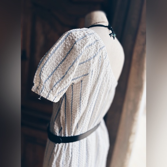 Madewell Seersucker Midi Dress One Shoulder Striped Small NWT - Picture 15 of 16